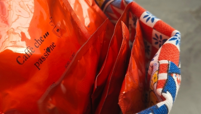 Originale e Cremoso | 100 Cialde Passion miscela Rossa + Portacialde in Stoffa Fatto a Mano